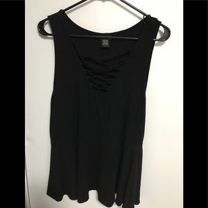 Black low cut peplum